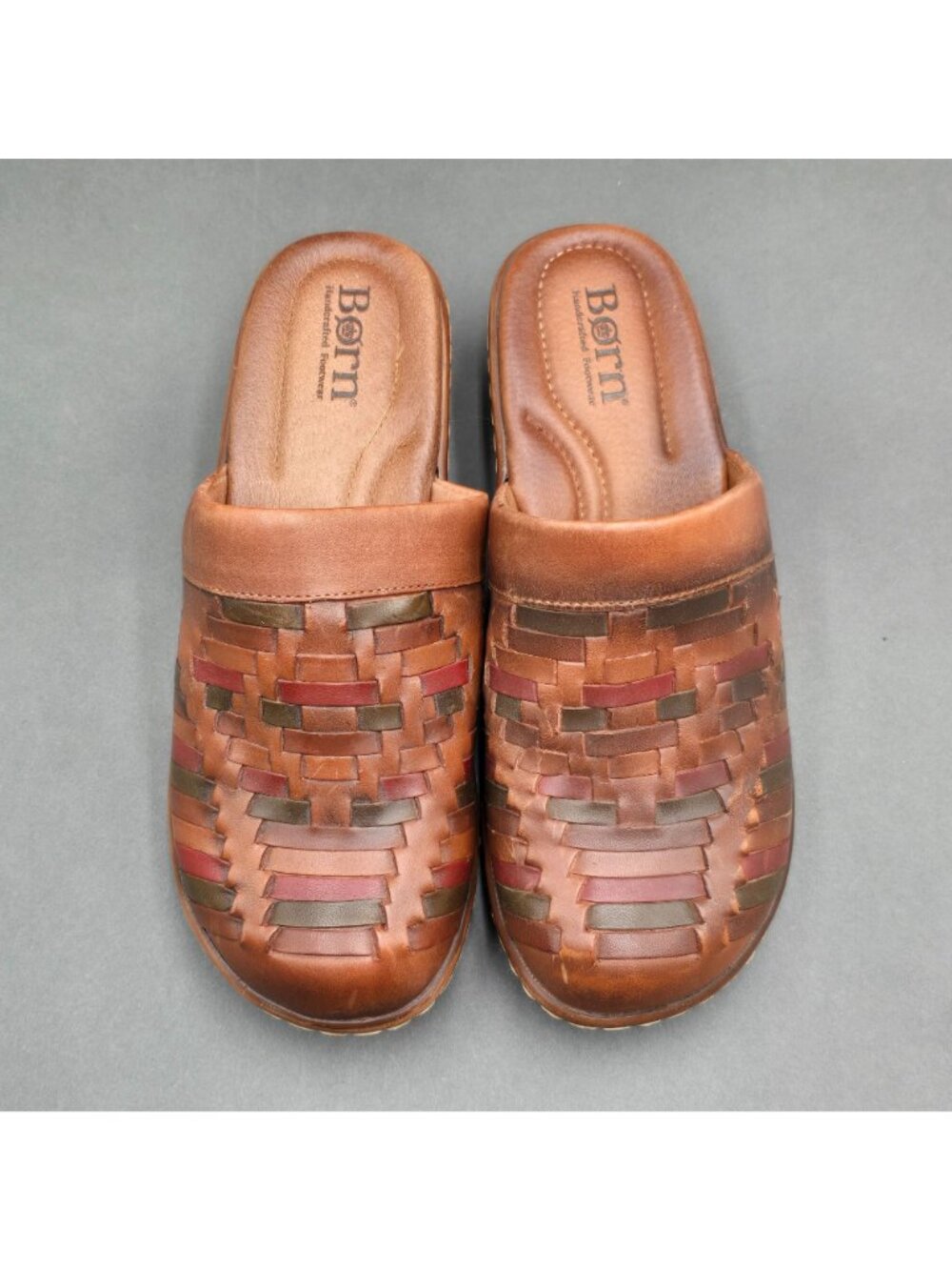 Born Yucatan Woven Leather Clogs Size 7 Brown Multi Color Slip On Mules - Picture 2 of 11